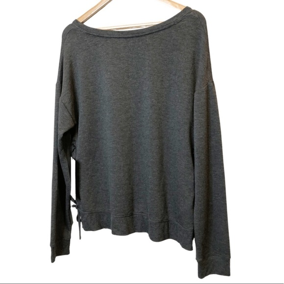 New with Tags 90 Degree Dark Grey Lace Up Side Crewneck Athletic Sweatshirt - Picture 13 of 16